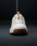 Teuton ST2 All Court shoe Light Grey - side profile on-court lifestyle shot